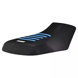 Cubierta de asiento Yamaha Grizzly 700 2016-2023 todo negro/azul claro costillas #344 - Imagen 1 de 3