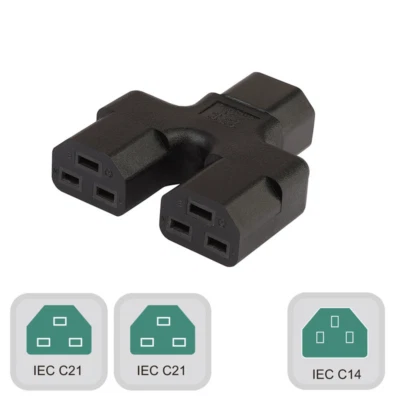 IEC 320 C14 Male to Dual 2*C21 Female Power Adapter,10A to 16A 20A Y，PA-0253 - Image 1 of 4