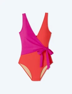 SUMMERSALT der perfekte Wickel Einteiler Badeanzug in Hibiskus & Grapefruit Gr. 18 - Bild 1 von 7