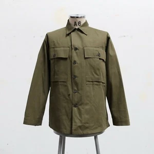 Vintage US Army M43 HBT Jacket Military Shirt WW2 OD 36R 13 Star Button P44 - Picture 1 of 11