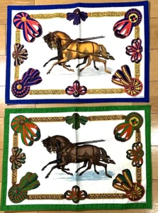 Auth HERMES Place mat 100% Cotton Horse Ribbon Pattern #4139 - Picture 1 of 7