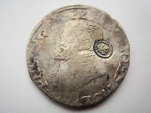 NETHERLANDS 1/2 DAALDER 1563 HOLLAND'S COUNTERMARK - Picture 1 of 2
