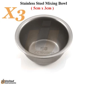 X3 Dental Surgical Implant Laboratory Mixing Bowl Cup 50X30mm Silver Steel CE - Picture 1 of 2