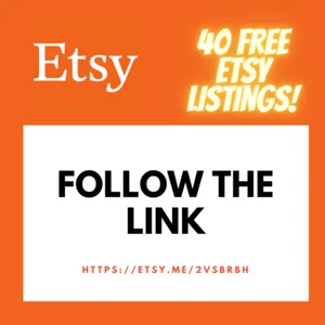 40 inserzioni etsy GRATUITE utilizzando questo codice. Solo negozi nuovi. Segui il link e apri!! - Foto 1 di 1