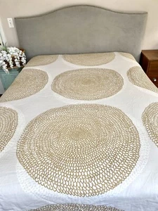MARIMEKKO PIPPURIKERA COTTON SATEEN KING DUVET COVER CREAM BEIGE REVERSIBLE - Picture 1 of 17