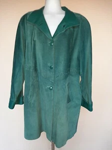 Majorca Suede Coat Leather Jacket Women's XL Green DEC Charo De Coss Mallorca  - Picture 1 of 12