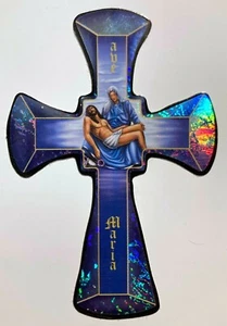 Calcomanía de máquina expendedora David Gonzales con pegatinas cruzadas prisma Ave María Jesús y María - Imagen 1 de 1
