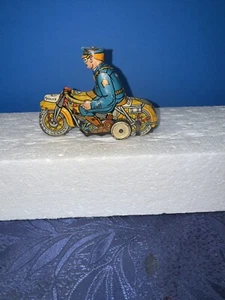 Juguete de cuerda litográfico de hojalata de motocicleta de policía complicado de Marx de colección - Imagen 1 de 6