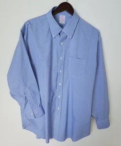 Brooks Brothers 17,5/33 blau Button Down Hemd kariert Trachten Supima Baumwolle - Bild 1 von 13