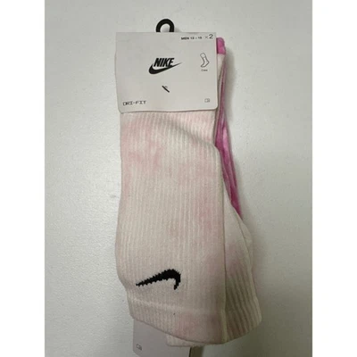 Nike Dri-FIT Calcetines Crew Para Hombres 12-15 XL Tie Dye Rosa Blanco Nuevo Paquete de 2 Foto 1 de 4
