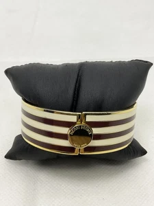 Henri Bendel Brown/White Striped Hinged Bracelet - Picture 1 of 3