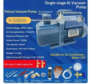Vacuum Pump V-I180SV Single-Stage 4L Vacuum Pump Check Valve Air Conditioning  - Picture 1 of 16