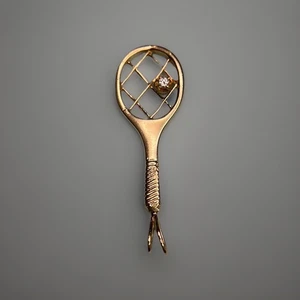 Charm paddle tennis oro giallo 14 carati con diamante - 3,3 g - oro massiccio - spedizione gratuita - Foto 1 di 7