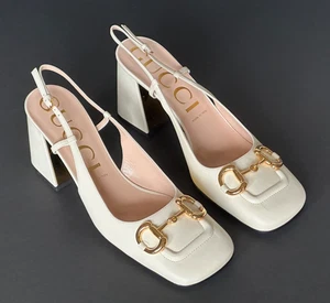 Gucci Horsebit Womens Pump Leather White Shoes Sandals 12 US (42) 643892 NIB - Picture 1 of 16