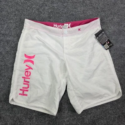 Nuevo con etiquetas Hurley Mujer Supergamuza Sólido 9" Beachrider Boardshort Blanco Y2k Talla 1 Foto 1 de 4