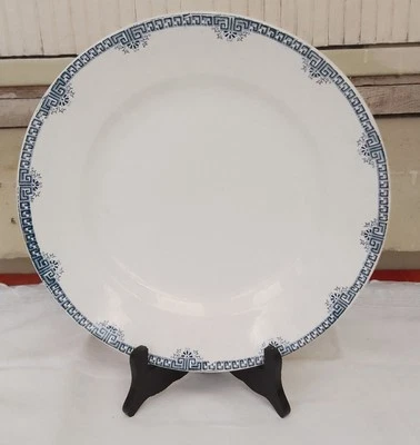 Plat Rond De Service Ancien Motif Bleu Modèle Athènes Longwy 6-11 - Photo 1/4