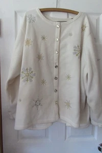 FASHION BUG Gr. 30/32 W schwer glitzernd flauschig creme Knopfleiste Jacke Bluse Top - Bild 1 von 11