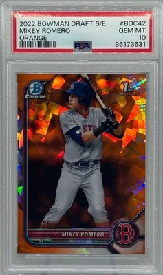 2022 1st Bowman Chrome Draft Mikey Romero Orange Sapphire /25 PSA 10 - Image 1 of 2