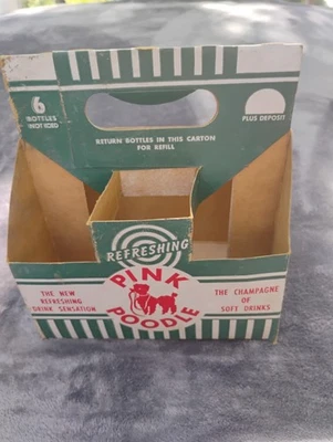 1950-е Розовый Пудель Газировка Шесть Упаковок Картонная Коробка Держатель La Junta Colorado - Изображение 1 из 4