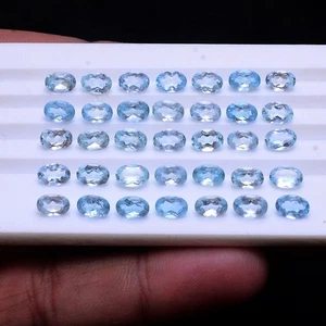 35 Pcs Natural Aquamarine 6mmx4mm Oval Cut Stunning Untreated Loose Gemstone Lot - Picture 1 of 7