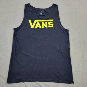 Vans Shirt Mens Medium Sleeveless Spell Out Tank Knit Lightweight Pullover Blue - Picture 1 of 9