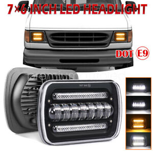 5x7" 7x6" LED Headlight Hi-Lo DRL For Ford E-150 E-250 Econoline Van Club Wagon
