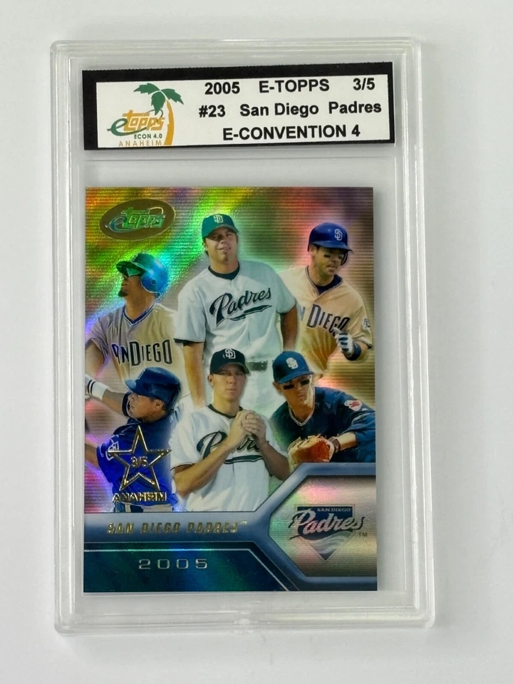 SAN DIEGO PADRES TEAM CARD 3/5 2005 E-TOPPS E-CONVENTION REFRACTOR ENCASED - Image 1 of 2