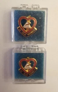 Moose Lodge 25 30 Year Member Enamel Heart Women’s Lapel Pins Lot Of 2 Free Ship - Picture 1 of 3