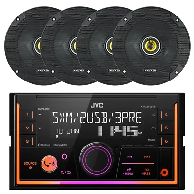 JVC 2DIN In-Dash USB Bluetooth AM/FM Radio Car Receiver, 4x 6.5" 300W Speakers - Image 1 of 3