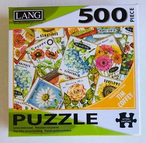 Lang Jigsaw Puzzle Seed Packets by Tim Coffey Gardening Art 500 pieces - Picture 1 of 2