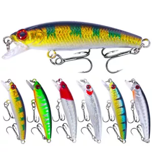 6PCS Lot 5.5cm/2.5g Trolling Bait Minnow Fishing Lure Bass Trout Hard Crankbait - Picture 1 of 12