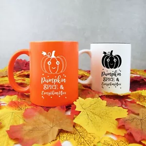 Personalised Pumpkin Spice Mugs 350ml Ceramic Coffee Mug Autumnal Cup Gift - Picture 1 of 17