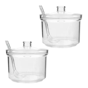 2Pcs Clear Condiment Jars Seasoning Bottle Box Clear Kitchen Canisters - Picture 1 of 12