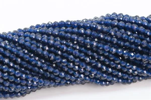 "Cuentas de cuarzo facetadas redondas sueltas facetadas de 2 mm azul marino de 14" - Imagen 1 de 3