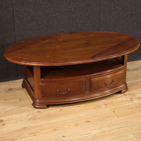 Living room coffee table 2 drawers extendable furniture vintage oval 900 Cover