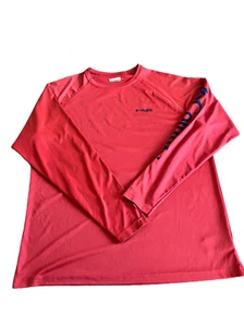 Columbia PFG Omni-Shade Men's Large Long Sleeve Light Red Swim Fishing Shirt - Picture 1 of 7
