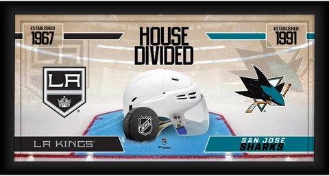 Los Angeles Kings vs. San Jose Sharks FRMD 10x20 House Divided Hockey Collage Cover