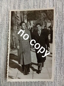 Vintage Photo Two Handsome Men Walking in Athens Original Found Snapshot GREECE - Picture 1 of 2