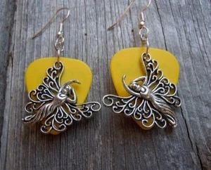 Fairy Charm Guitar Pick Earrings with Surgical Steel Earwires - Picture 1 of 12