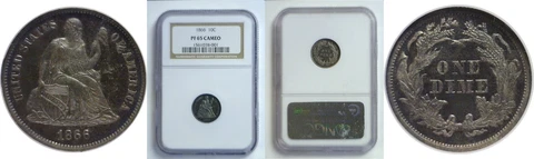 1866 Seated Liberty Dime NGC PR-65 CAM Cover