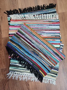 Fleckerl Niveau Handweb Fleckerlteppich Multi Flickenteppich 60x90 cm 2.000g/m2 - Bild 1 von 8