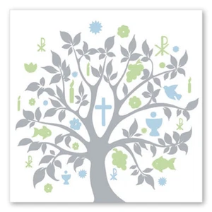 20 Servietten Baum Symbole hellblau Kommunion Taufe Konfirmation - Bild 1 von 1