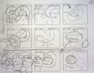 Rugrats 1991 Producción Howard E. Baker FIRMADO Dibujado a Mano Storyboard Página - Imagen 1 de 4