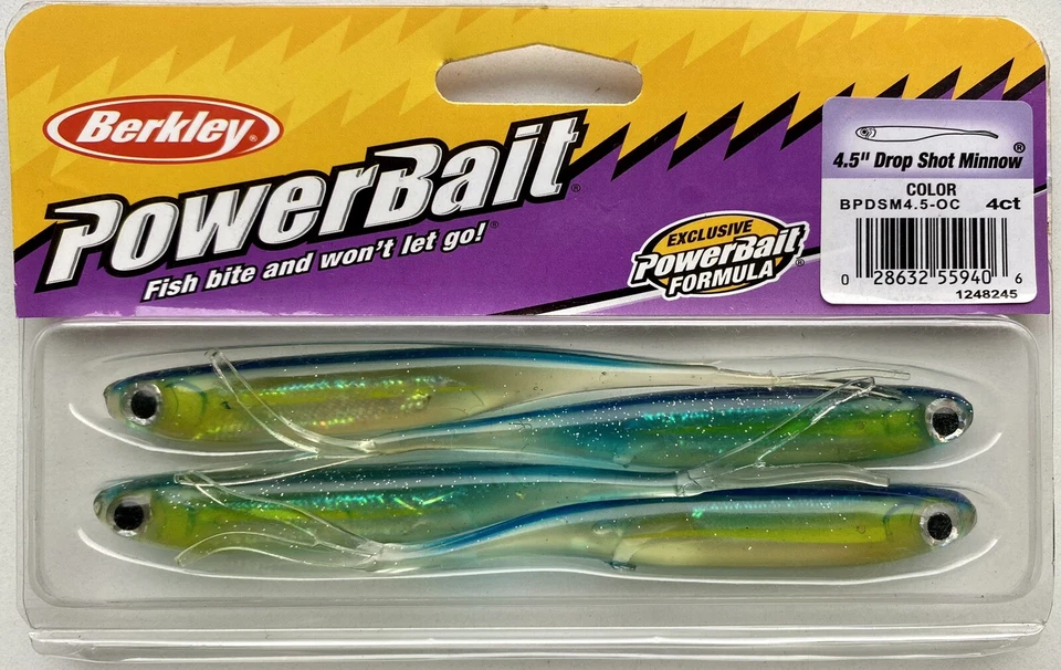 Berkley Powerbait Drop Shot Minnow 4.5" 11,5cm 4 Stück OCEAN Gummifisch - Bild 1 von 1