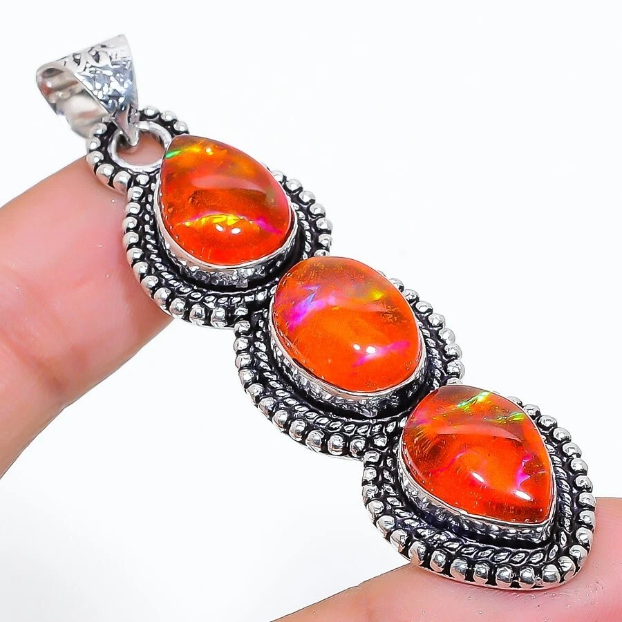 A+++Triplet Opal Gemstone Handmade 925 Sterling Silver Jewelry Pendant Sz 2.50" - Image 1 of 1
