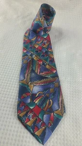 VINTAGE Oakton Limited Men's Abstract Neck Tie Necktie ITALIAN SILK ZI - Picture 1 of 3