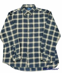 J. Crew Flanellhemd Herren XL marine kariert Langarm 100% Baumwolle  - Bild 1 von 9