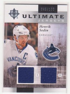 2011/12 Ultimate Collection Jerseys Henrik Sedin dual jersey card 045/100