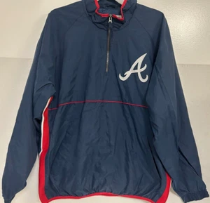 Atlanta Braves MLB 1/4 Zip Majestic Multicolor Jacket  Men's Large - Picture 1 of 2