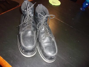 used Wolverine Men's Boots 12 Extra Wide Black Leather 6" Moc Toe Hard Wedge - Picture 1 of 12